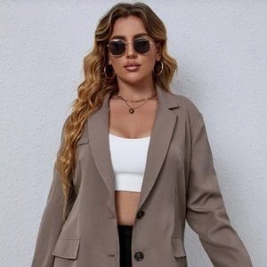 SHEIN Plus Solid Button Through Blazer 2XL